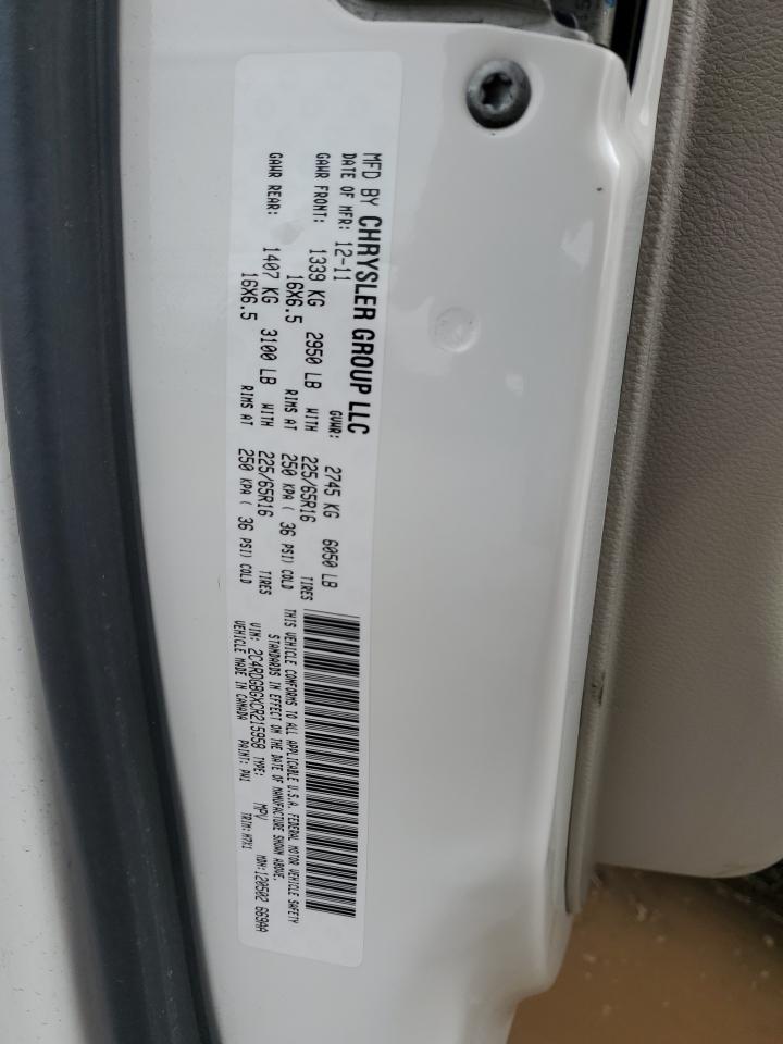 2012 Dodge Grand Caravan Se VIN: 2C4RDGBGXCR215958 Lot: 84886325