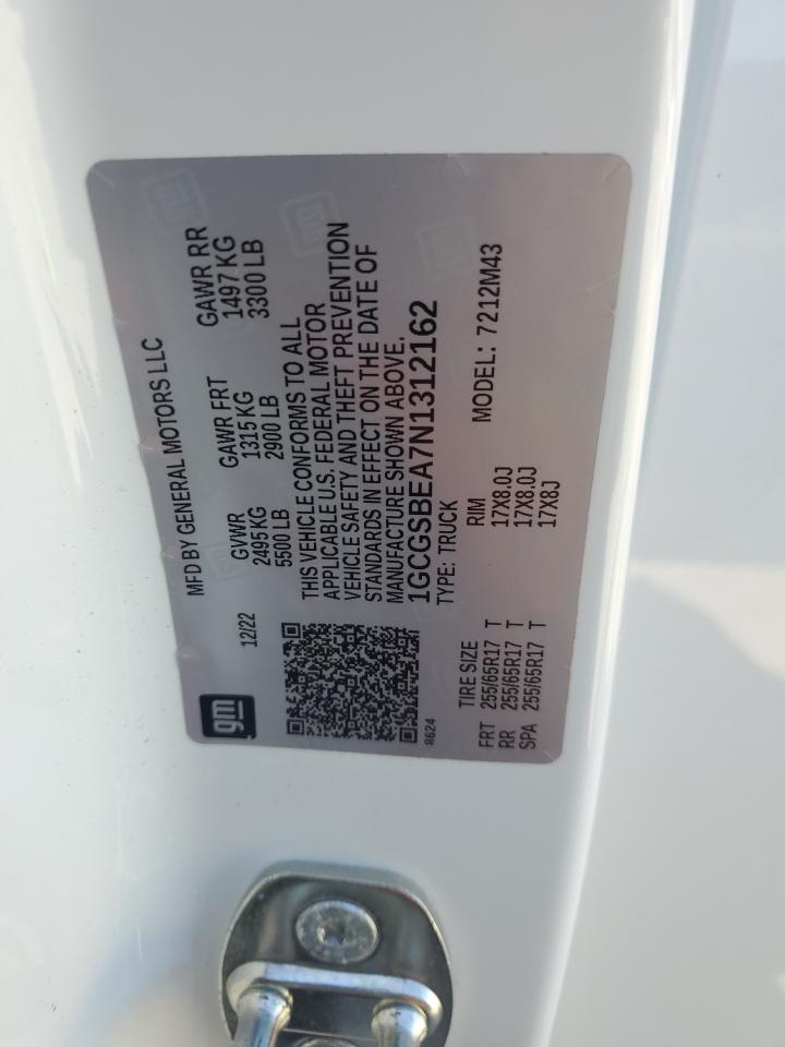 2022 Chevrolet Colorado VIN: 1GCGSBEA7N1312162 Lot: 90044875