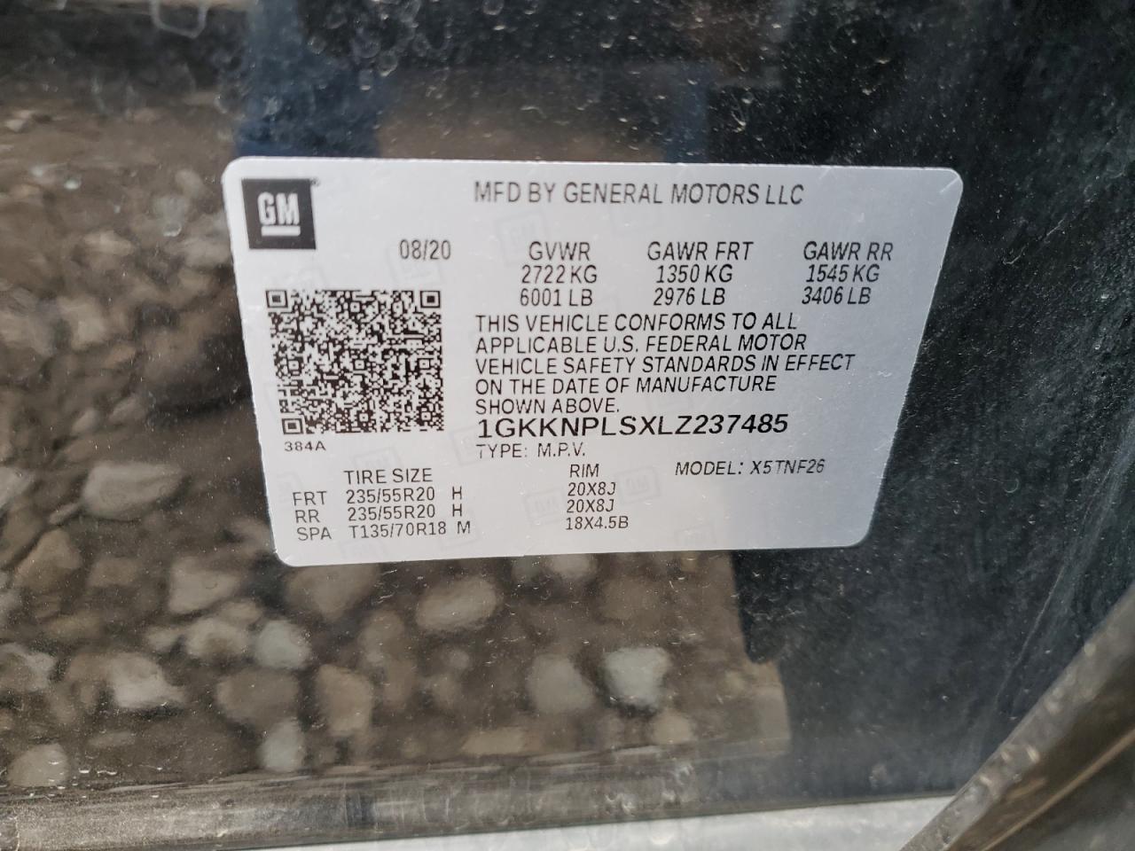 2020 GMC Acadia Denali VIN: 1GKKNPLSXLZ237485 Lot: 86467165