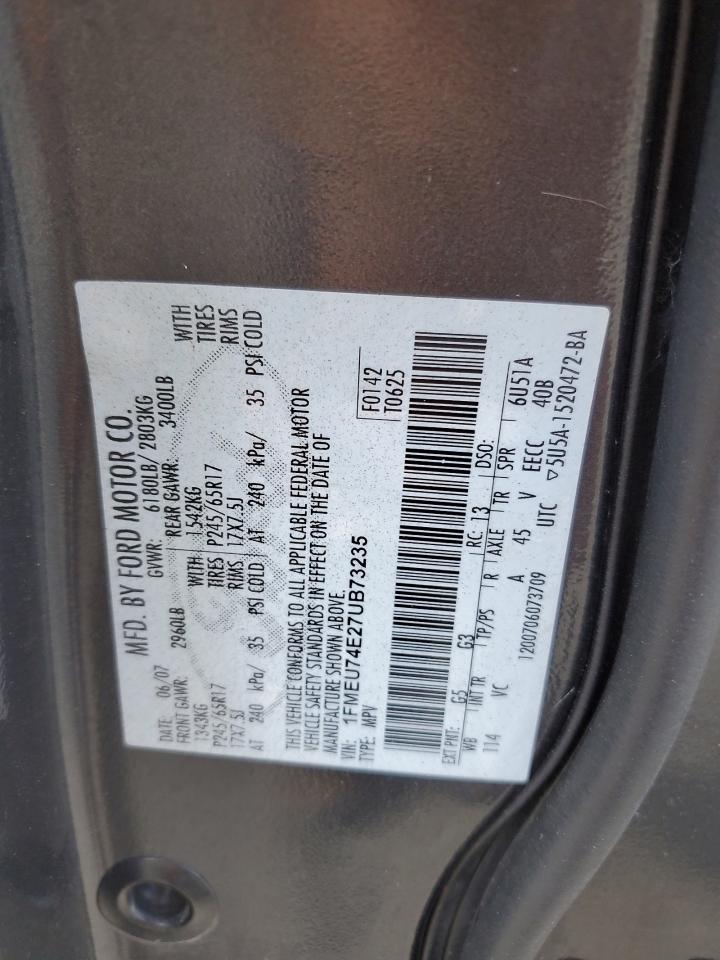2007 Ford Explorer Eddie Bauer VIN: 1FMEU74E27UB73235 Lot: 85557145