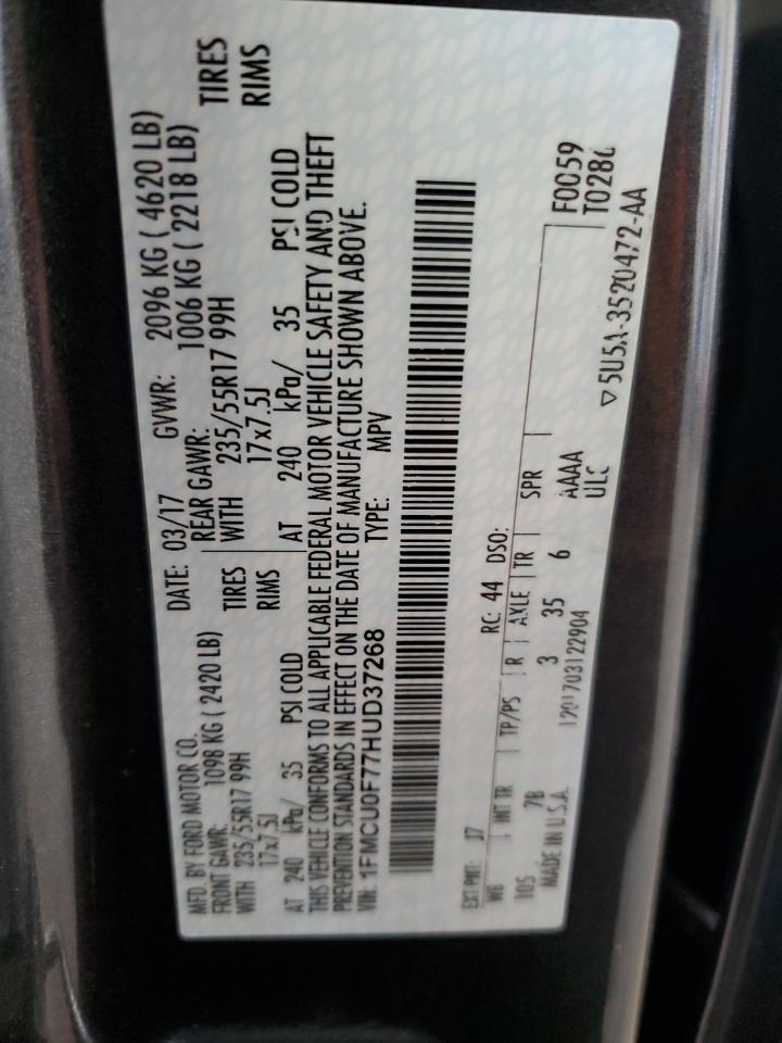 2017 Ford Escape S VIN: 1FMCU0F77HUD37268 Lot: 82367245