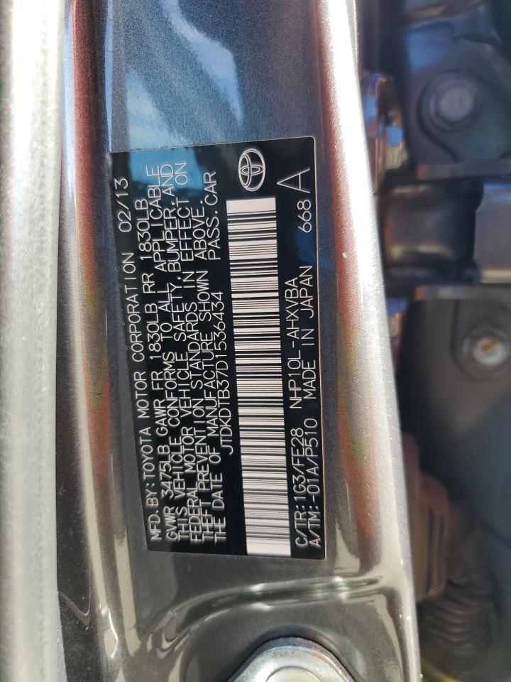 2013 Toyota Prius C VIN: JTDKDTB37D1536434 Lot: 86616335