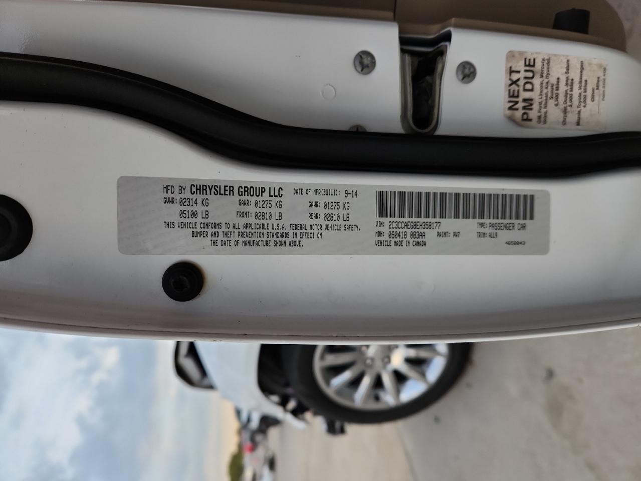 2014 Chrysler 300C VIN: 2C3CCAEG8EH358177 Lot: 89639645