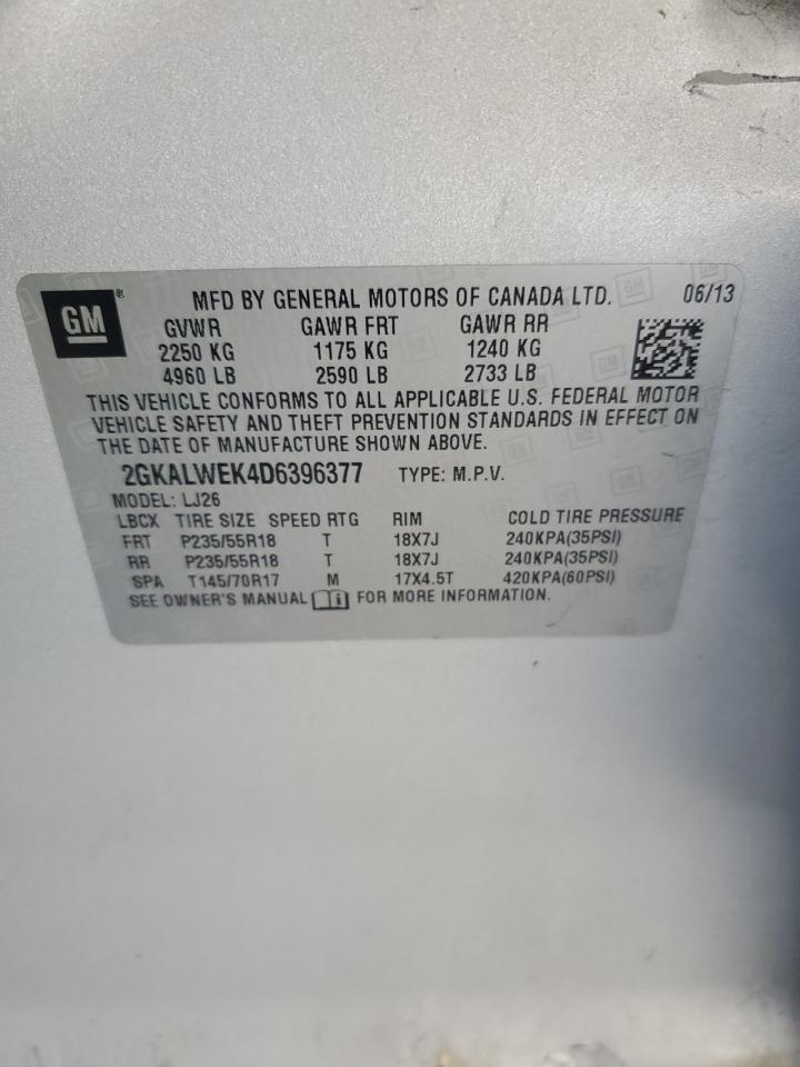 2013 GMC Terrain Slt VIN: 2GKALWEK4D6396377 Lot: 85717565