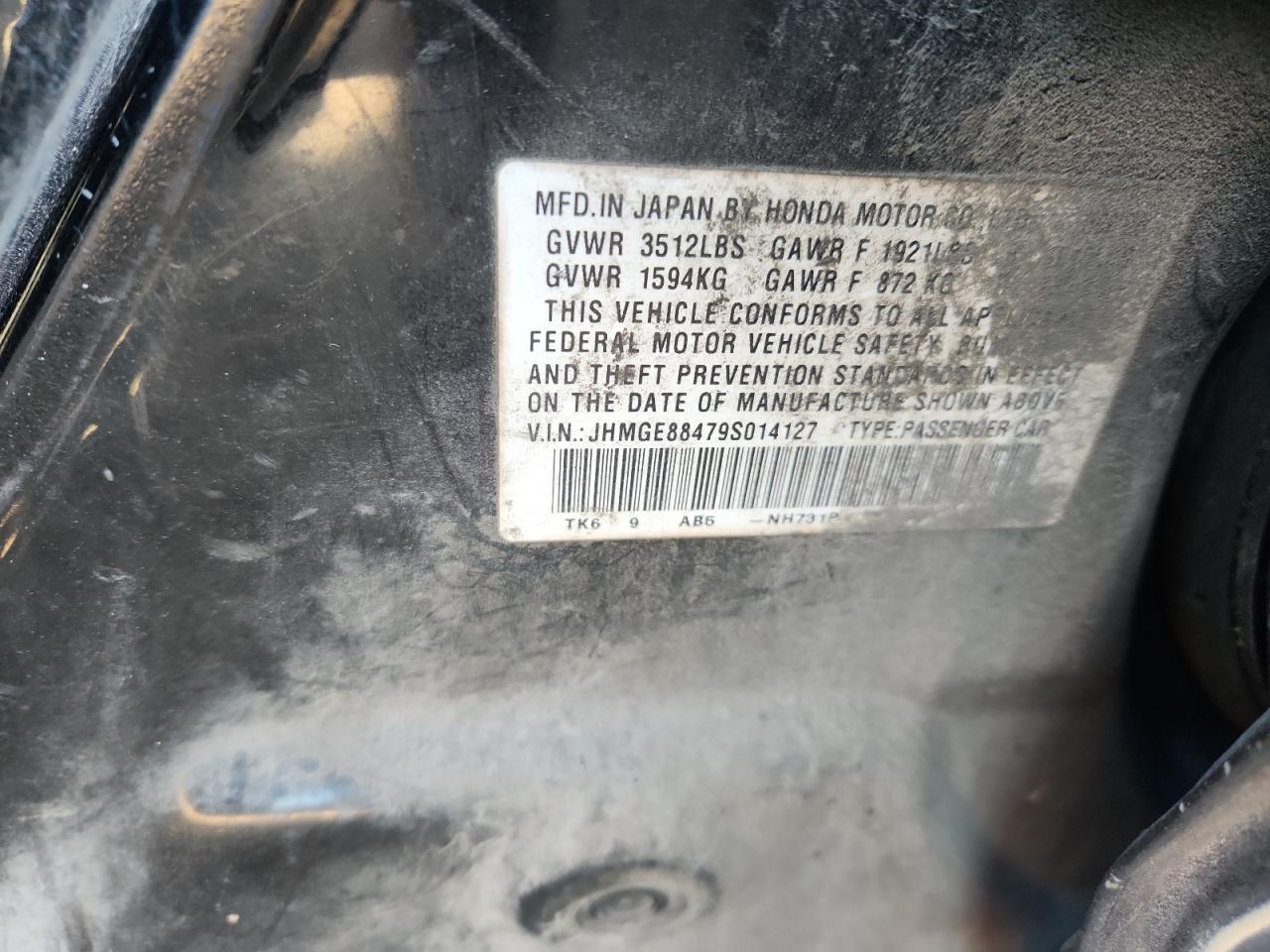 2009 Honda Fit Sport VIN: JHMGE88479S014127 Lot: 82498445