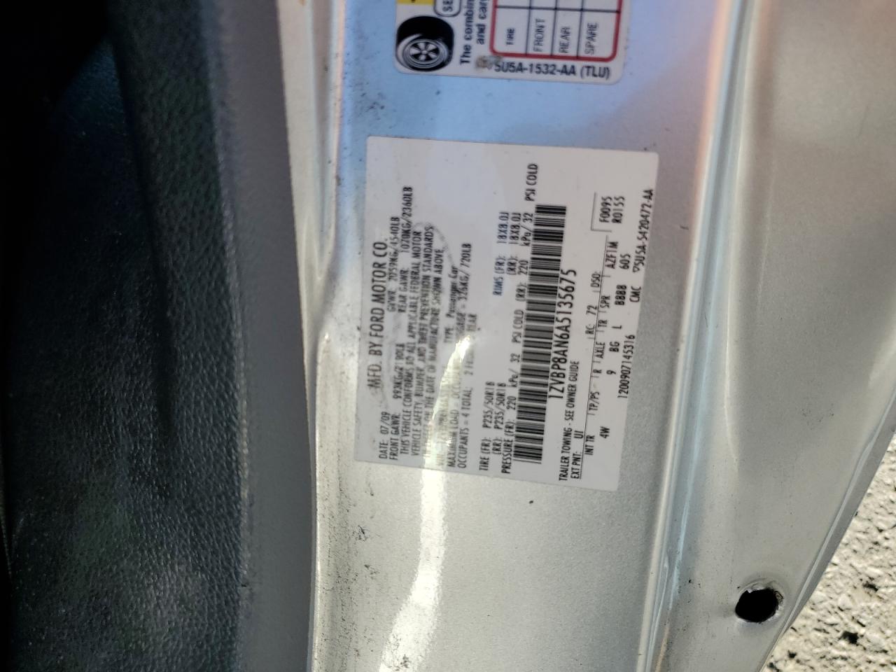 2010 Ford Mustang VIN: 1ZVBP8AN6A5135675 Lot: 82609505