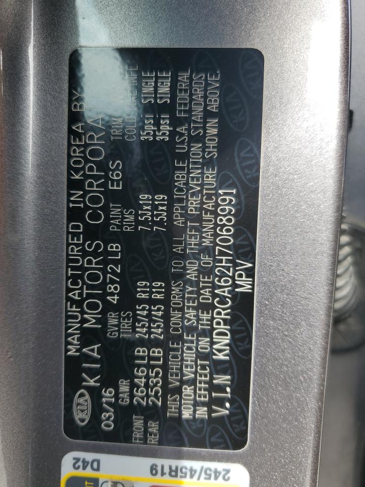 2017 Kia Sportage Sx VIN: KNDPRCA62H7068991 Lot: 85917165