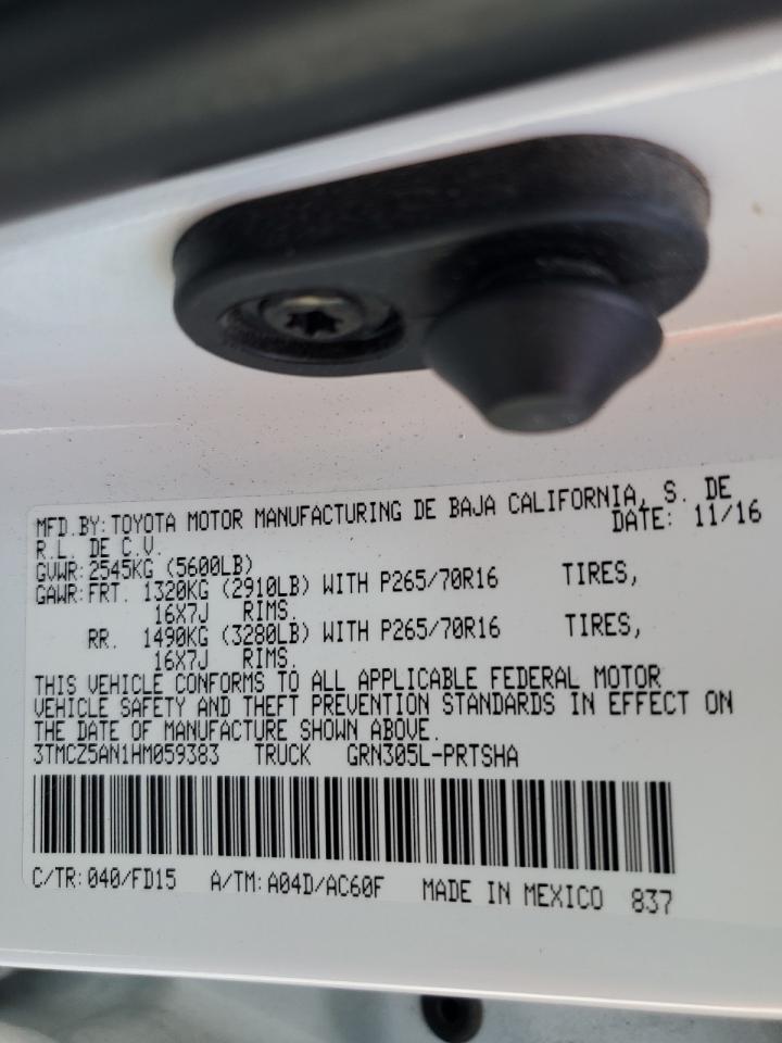 2017 Toyota Tacoma Double Cab VIN: 3TMCZ5AN1HM059383 Lot: 83923105