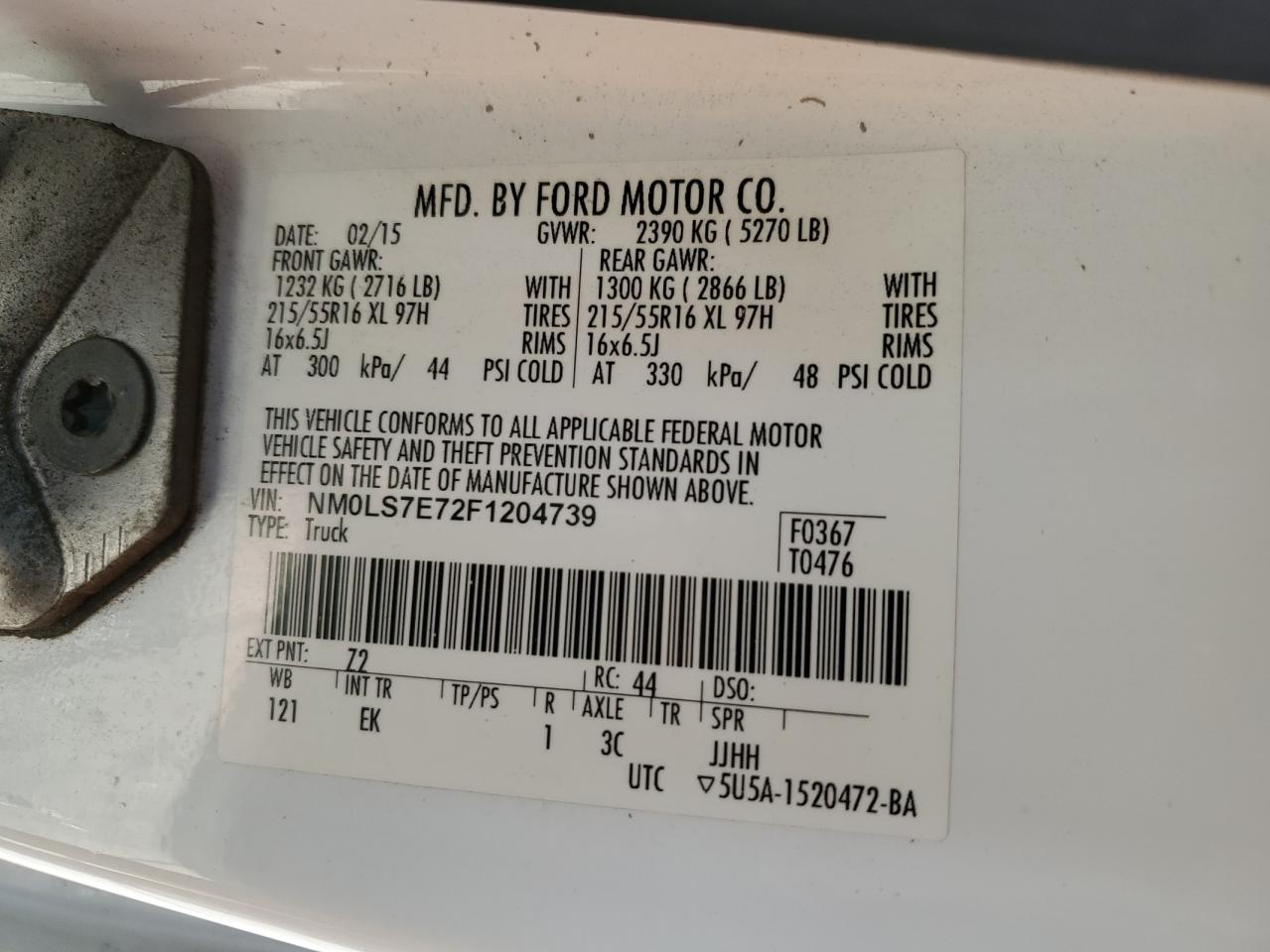 2015 Ford Transit Connect Xl VIN: NM0LS7E72F1204739 Lot: 87077415