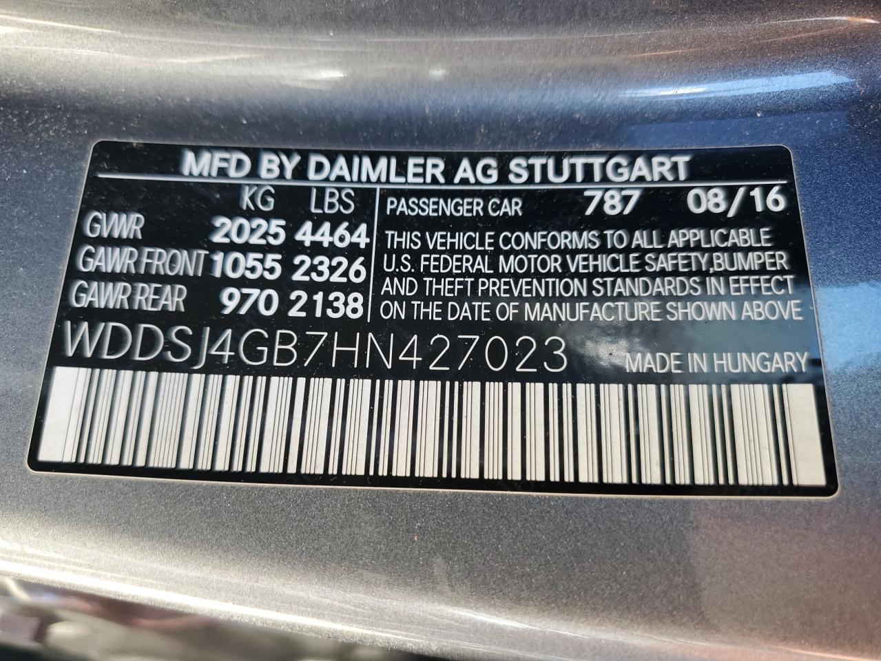 2017 Mercedes-Benz Cla 250 4Matic VIN: WDDSJ4GB7HN427023 Lot: 84998635