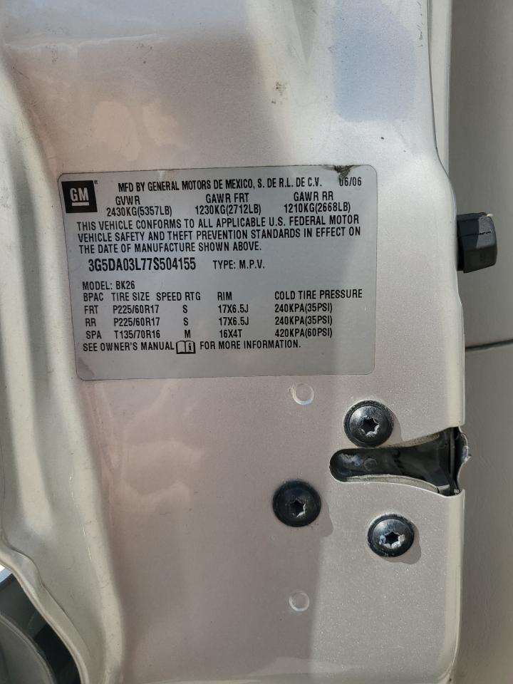 2007 Buick Rendezvous Cx VIN: 3G5DA03L77S504155 Lot: 84253305