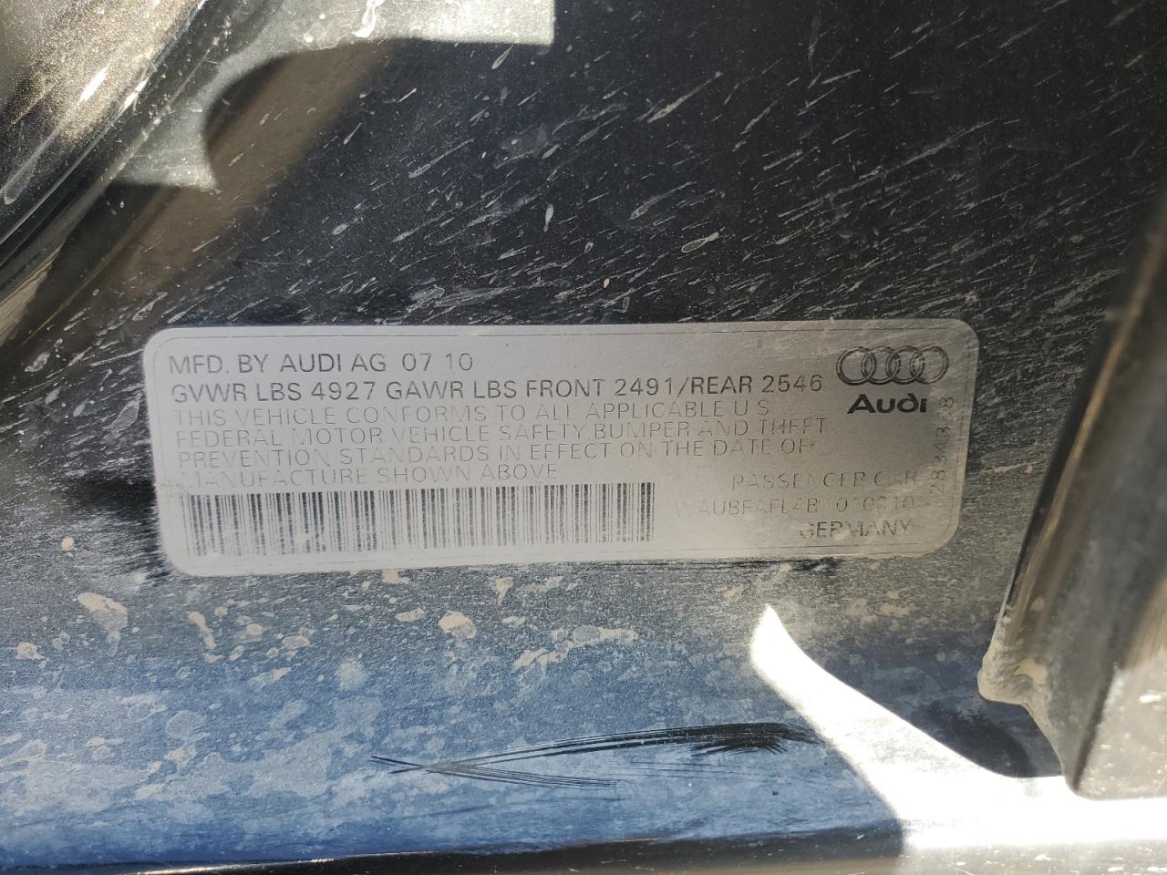 2011 Audi A4 Premium VIN: WAUBFAFL4BN010810 Lot: 90462105