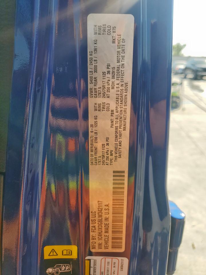 2020 Jeep Wrangler Unlimited Sport VIN: 1C4HJXDG6LW342117 Lot: 84070195