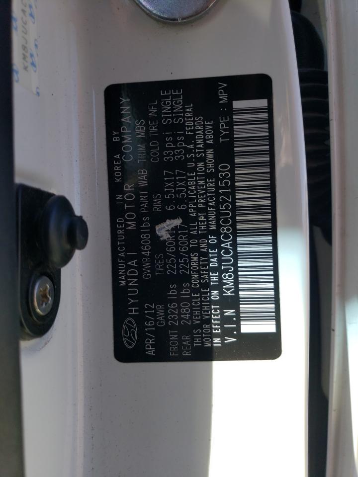 2012 Hyundai Tucson Gls VIN: KM8JUCAC8CU521530 Lot: 82286735