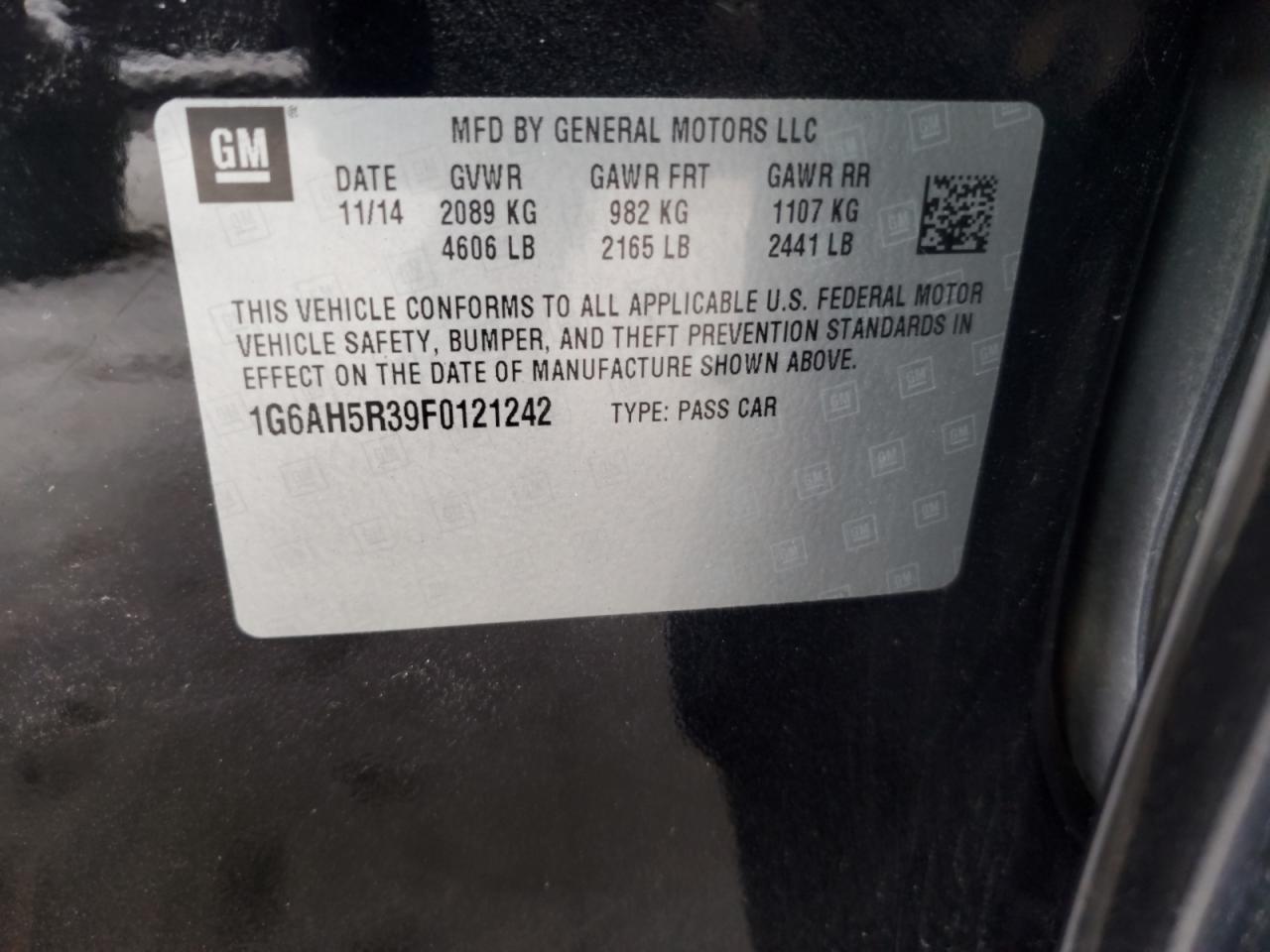 2015 Cadillac Ats Luxury VIN: 1G6AH5R39F0121242 Lot: 82555075