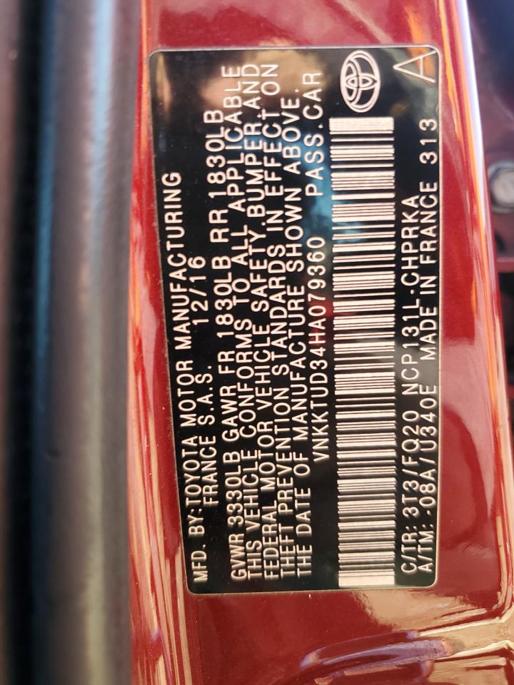 2017 Toyota Yaris L VIN: VNKKTUD34HA079360 Lot: 85857005