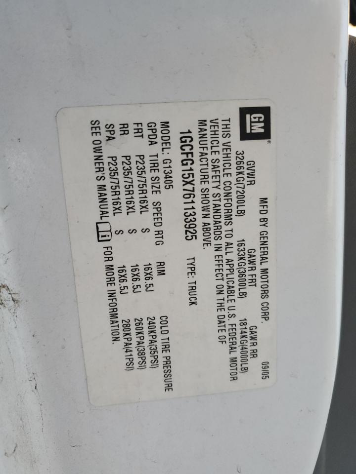 2006 Chevrolet Express G1500 Delivery Van VIN: 1GCFG15X761133925 Lot: 82629075