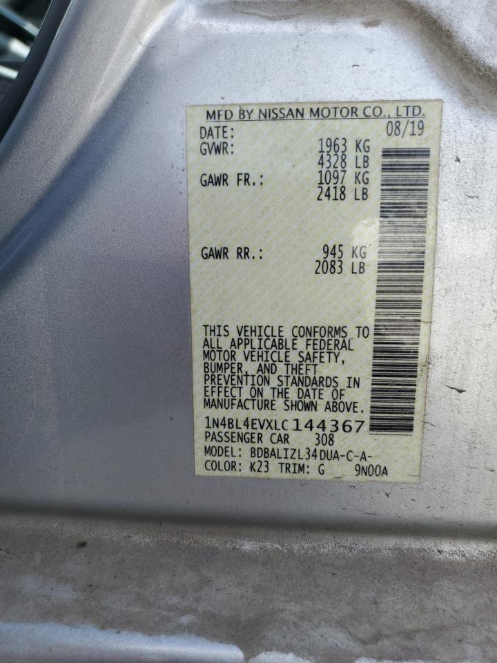 2020 Nissan Altima Sl VIN: 1N4BL4EVXLC144367 Lot: 85813925