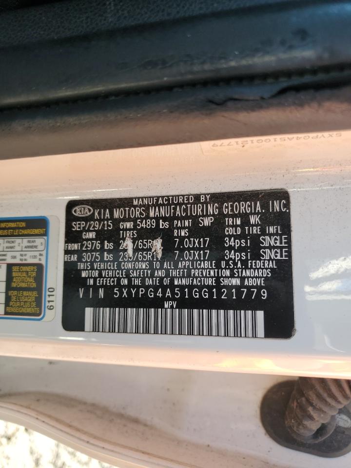 2016 Kia Sorento Lx VIN: 5XYPG4A51GG121779 Lot: 85204185