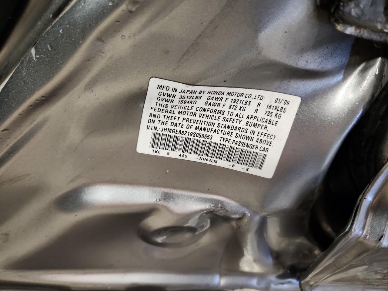 2009 Honda Fit VIN: JHMGE88219S050653 Lot: 89481325