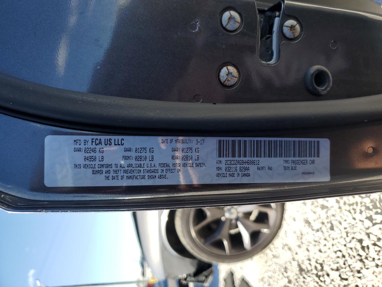 2017 Dodge Challenger Sxt VIN: 2C3CDZAG9HH600612 Lot: 89645195