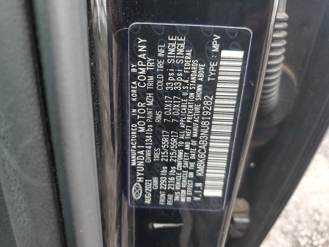 2022 Hyundai Kona Sel VIN: KM8K6CAB3NU819282 Lot: 85659405