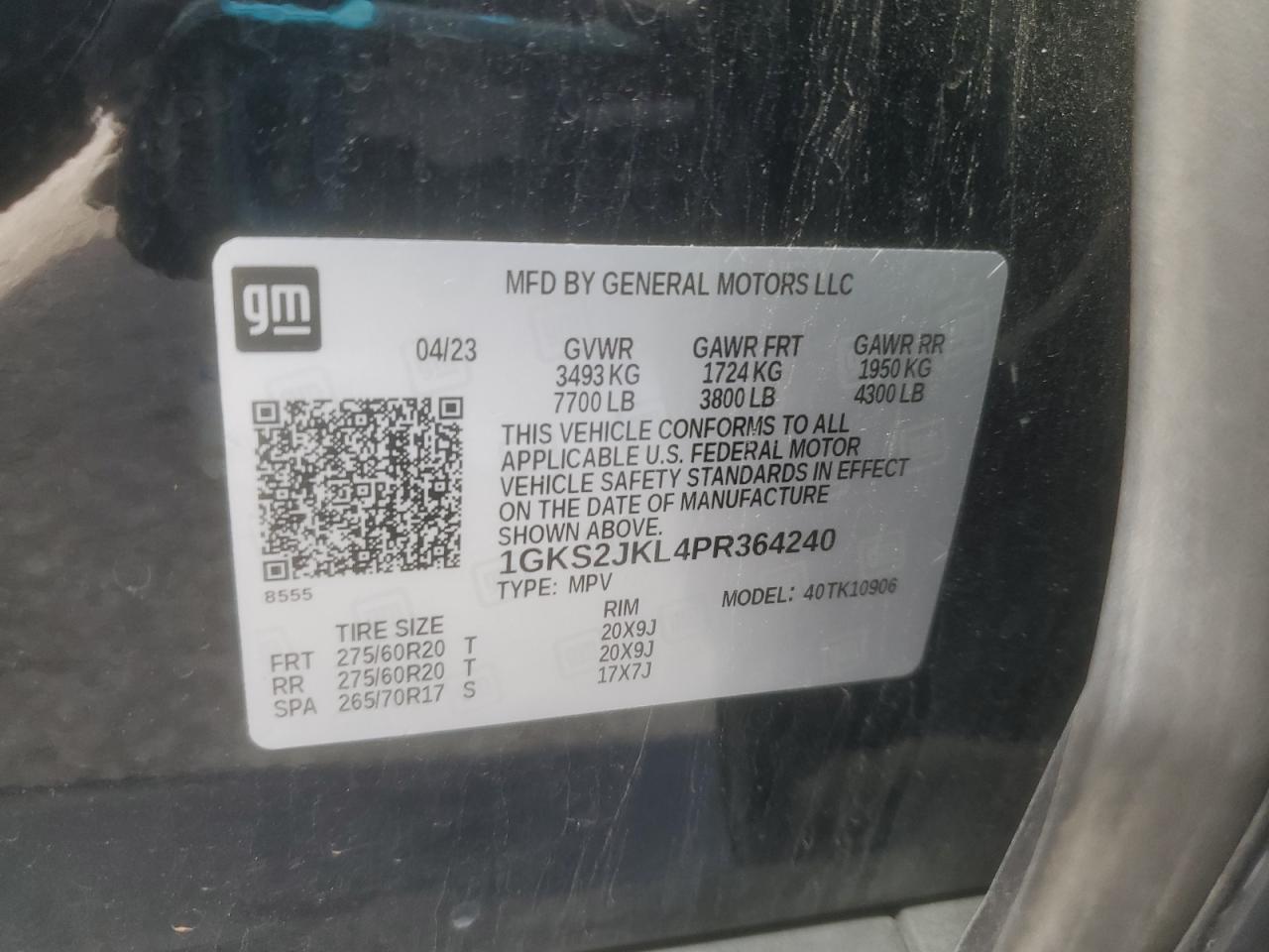 2023 GMC Yukon Xl Denali VIN: 1GKS2JKL4PR364240 Lot: 85317635