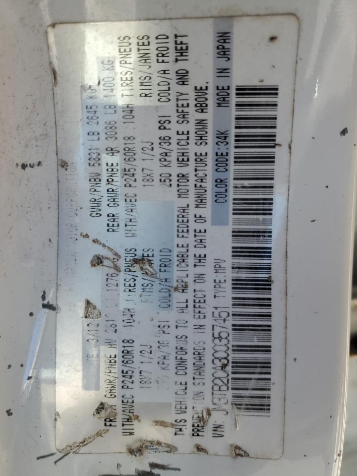 2012 Mazda Cx-9 VIN: JM3TB2CA3C0357451 Lot: 87015105