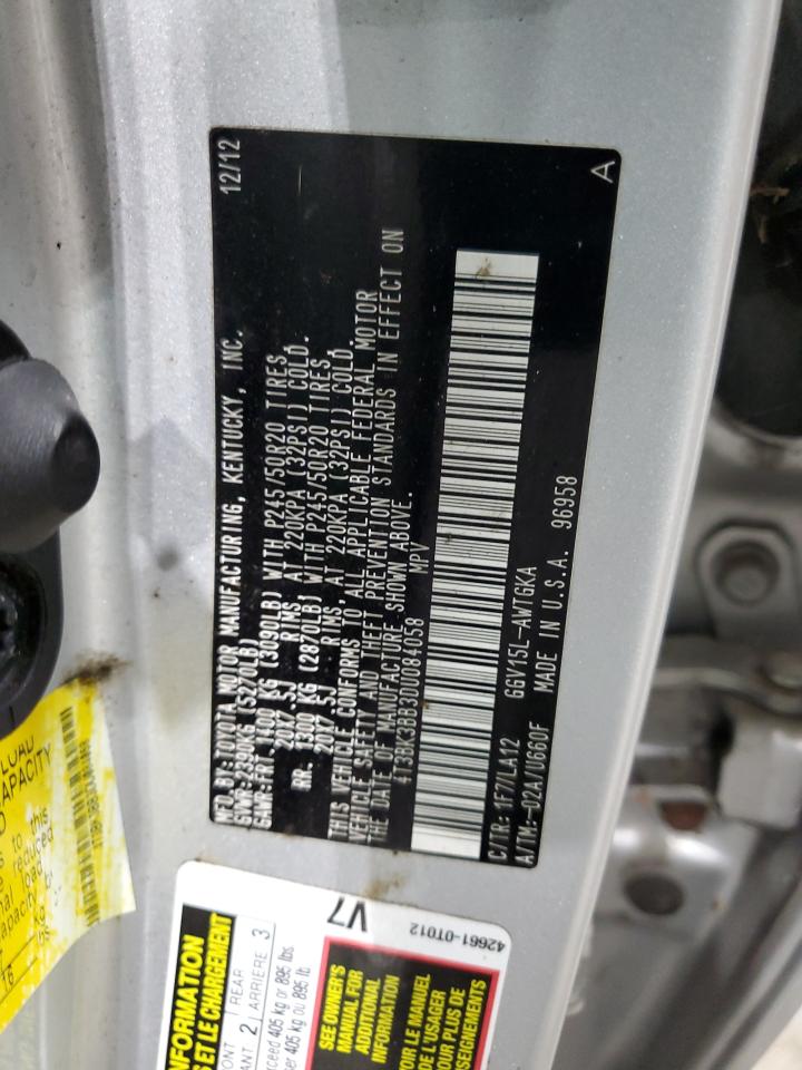 2013 Toyota Venza Le VIN: 4T3BK3BB3DU084058 Lot: 82323905