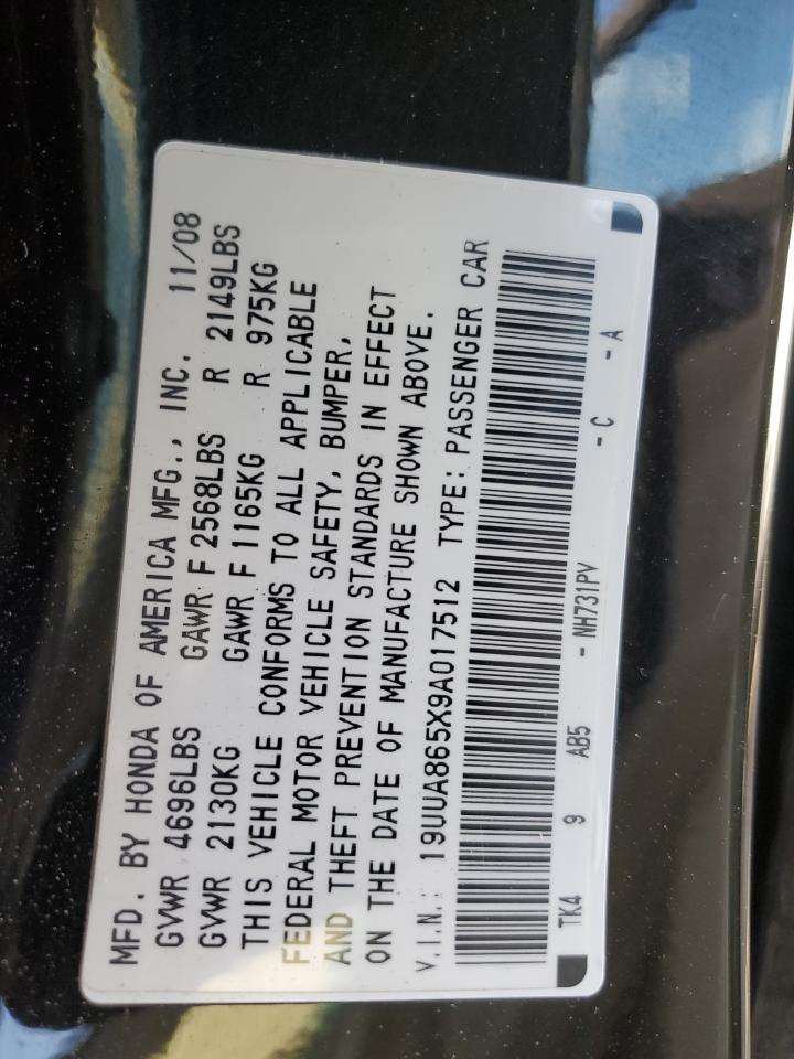 2009 Acura Tl VIN: 19UUA865X9A017512 Lot: 87411765