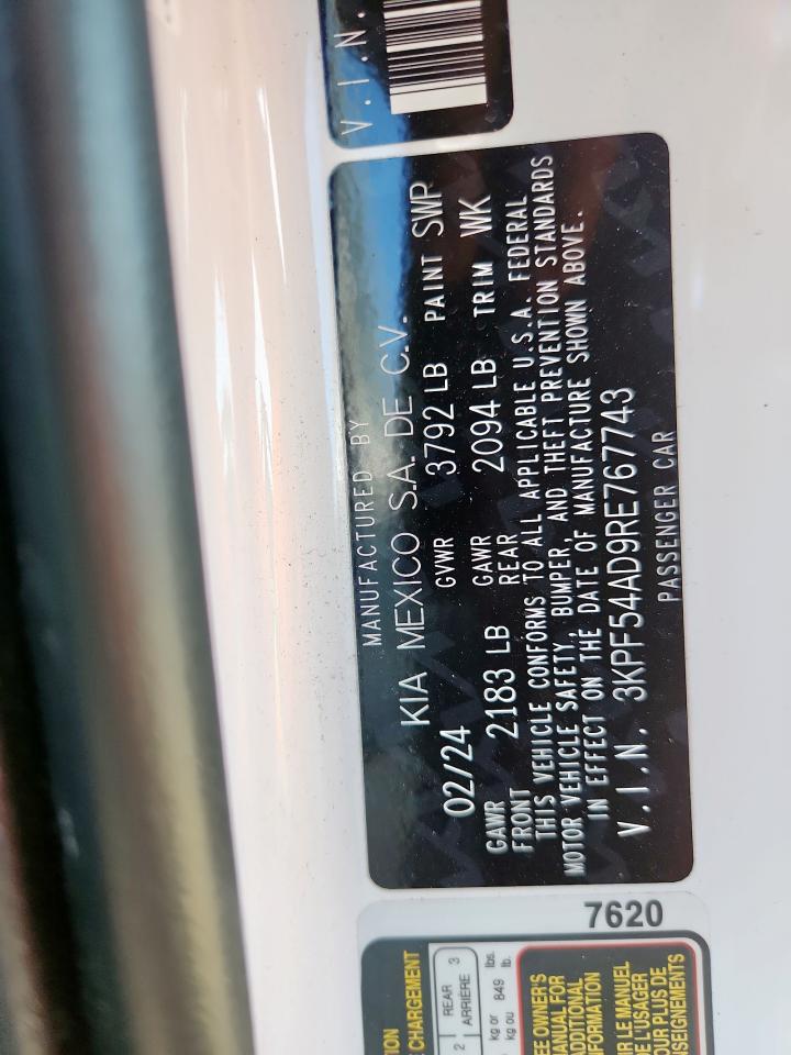 2024 Kia Forte Gt Line VIN: 3KPF54AD9RE767743 Lot: 85572965