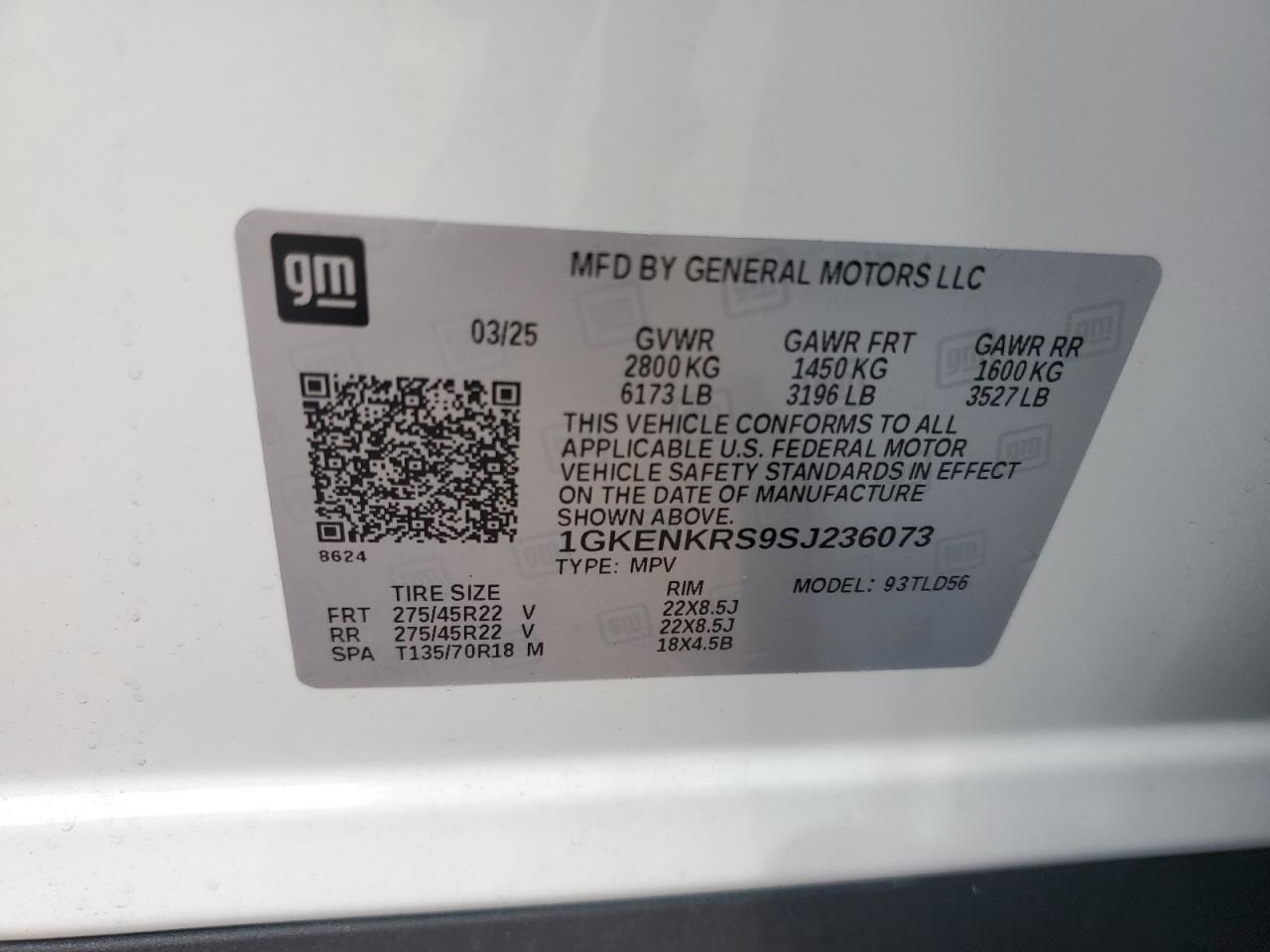 2025 GMC Acadia Elevation VIN: 1GKENKRS9SJ236073 Lot: 85141545