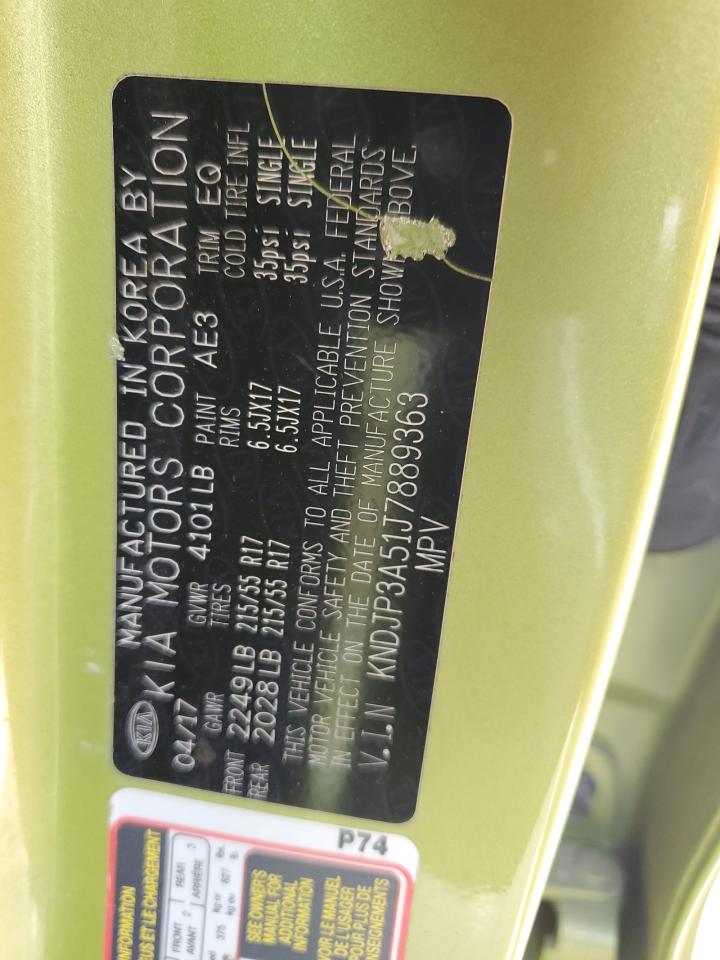 2018 Kia Soul + VIN: KNDJP3A51J7889363 Lot: 85741595