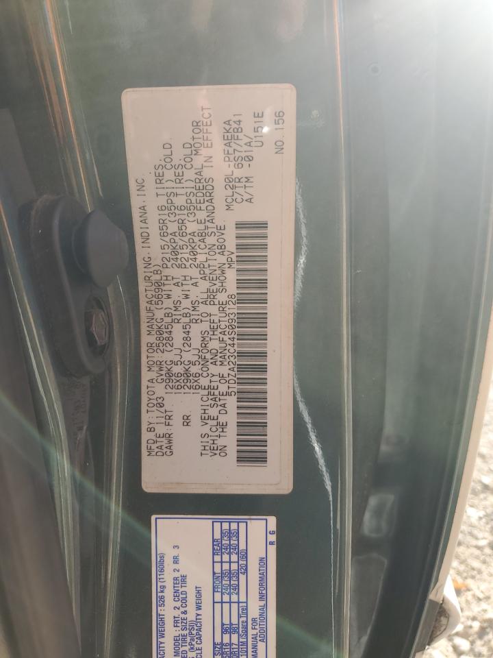 2004 Toyota Sienna Ce VIN: 5TDZA23C44S093128 Lot: 87257385