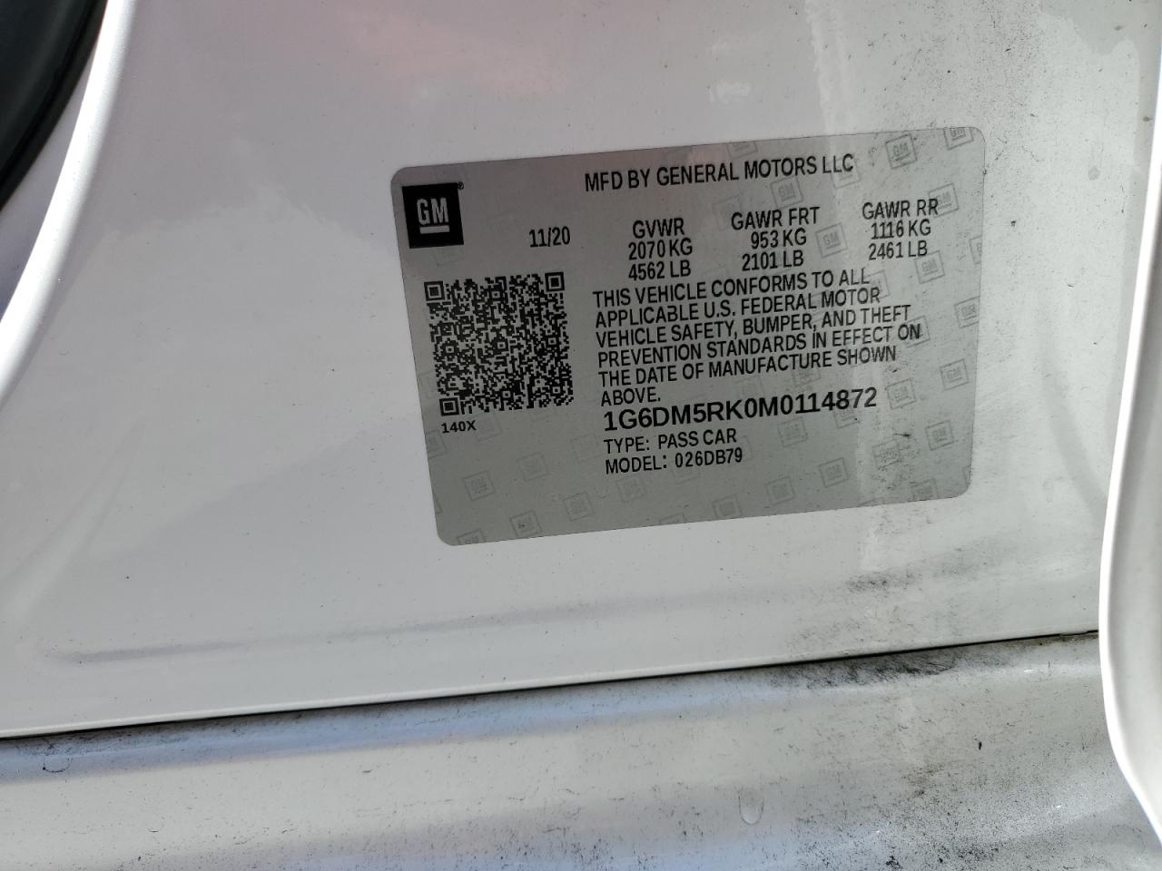 2021 Cadillac Ct5 Luxury VIN: 1G6DM5RK0M0114872 Lot: 89461015