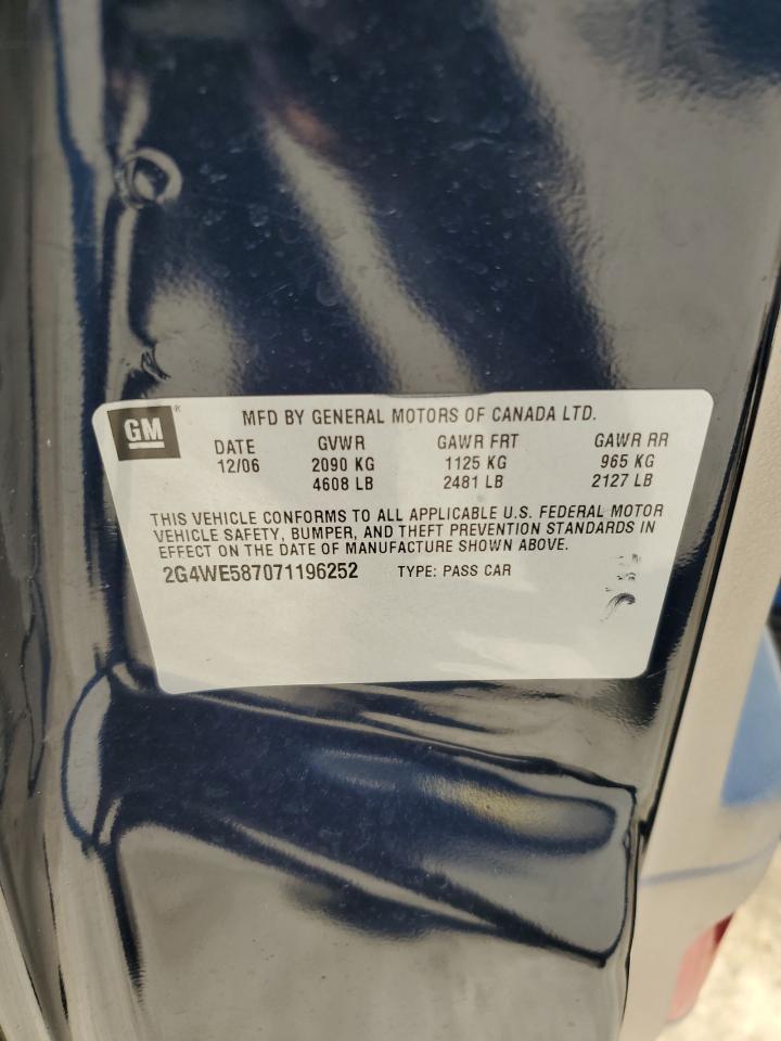 2007 Buick Lacrosse Cxs VIN: 2G4WE587071196252 Lot: 86274785