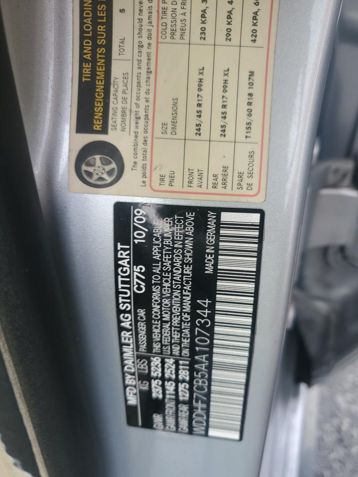 2010 Mercedes-Benz E 550 VIN: WDDHF7CB5AA107344 Lot: 84903405