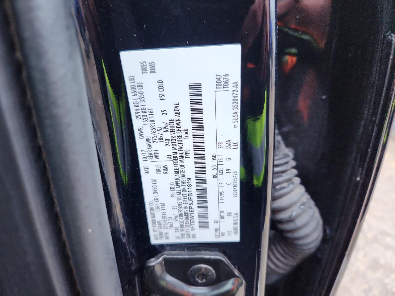 2018 Ford F150 Supercrew VIN: 1FTEW1EP5JFB11819 Lot: 86708505