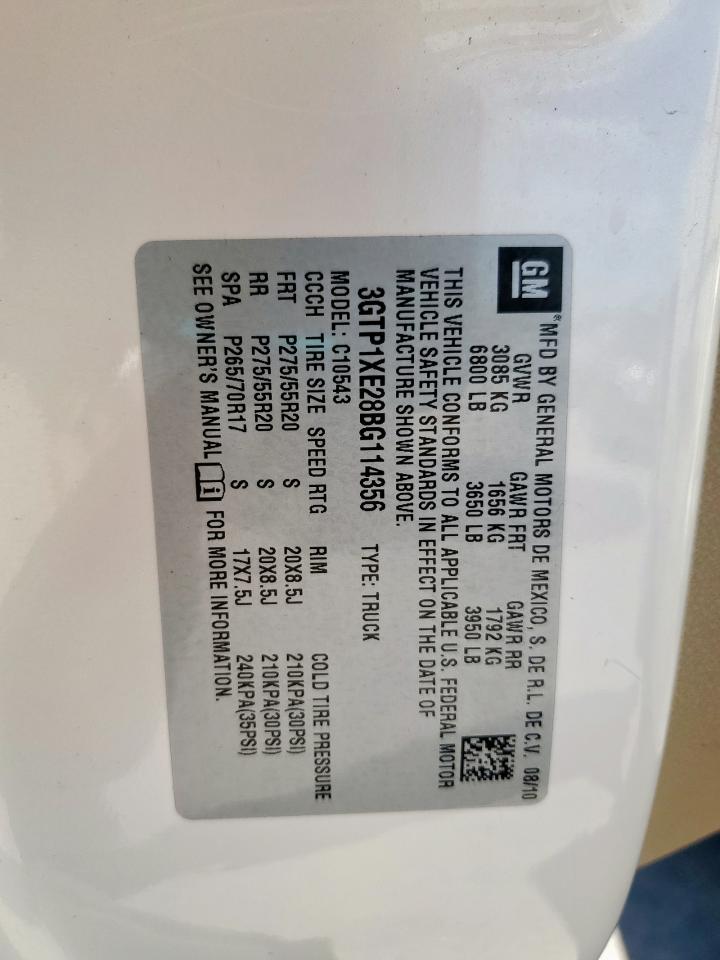 2011 GMC Sierra C1500 Denali VIN: 3GTP1XE28BG114356 Lot: 84478235