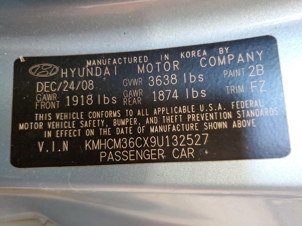 2009 Hyundai Accent Gs VIN: KMHCM36CX9U132527 Lot: 82333225