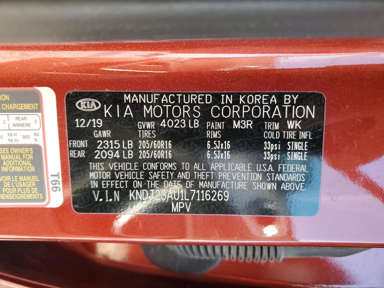 2020 Kia Soul Lx VIN: KNDJ23AU1L7116269 Lot: 87115165