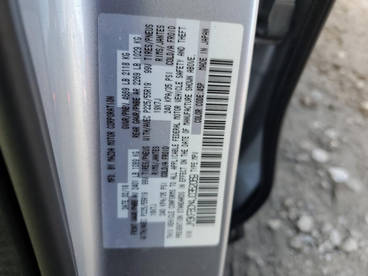 2018 Mazda Cx-5 Touring VIN: JM3KFBCM4J0352069 Lot: 86685775