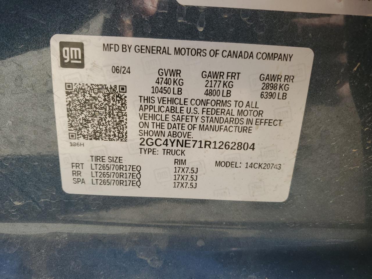 2024 Chevrolet Silverado K2500 Heavy Duty Lt VIN: 2GC4YNE71R1262804 Lot: 86073215