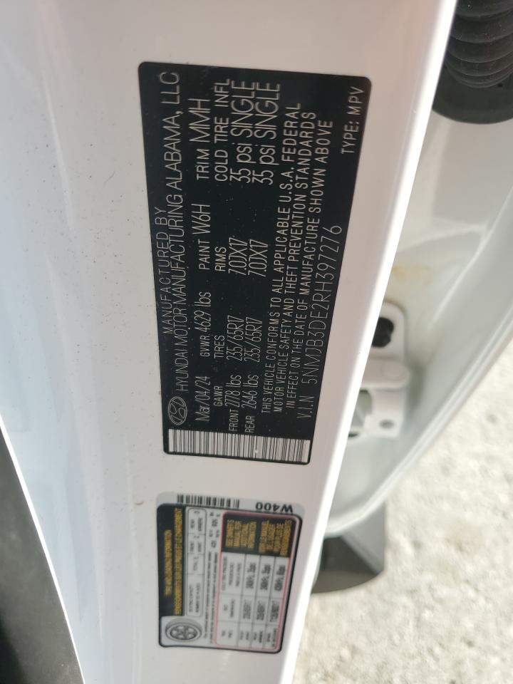 2024 Hyundai Tucson Sel VIN: 5NMJB3DE2RH397276 Lot: 82215865