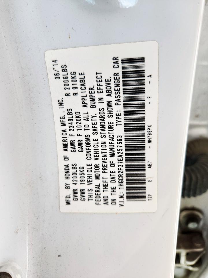 2014 Honda Accord Lx VIN: 1HGCR2F37EA257563 Lot: 85580515