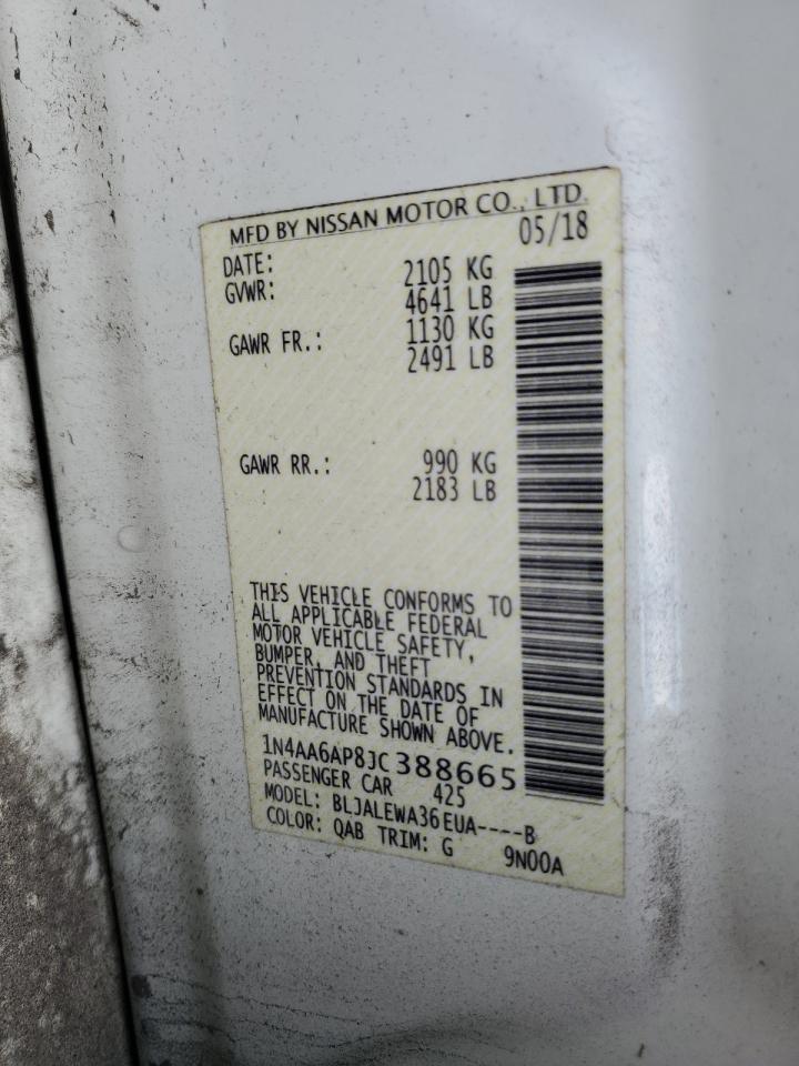 2018 Nissan Maxima 3.5S VIN: 1N4AA6AP8JC388665 Lot: 90350685