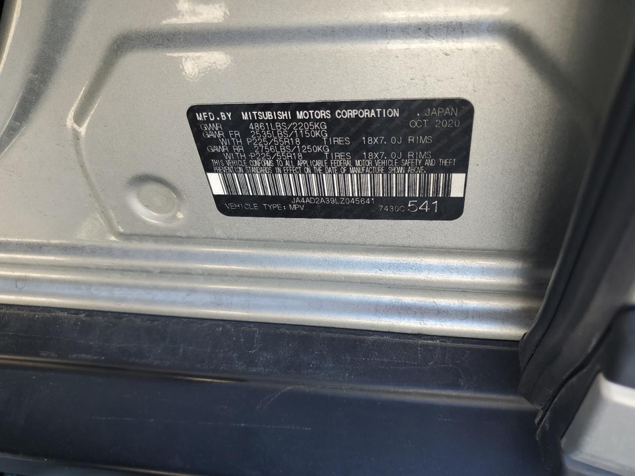 2020 Mitsubishi Outlander Es VIN: JA4AD2A39LZ045641 Lot: 85865965