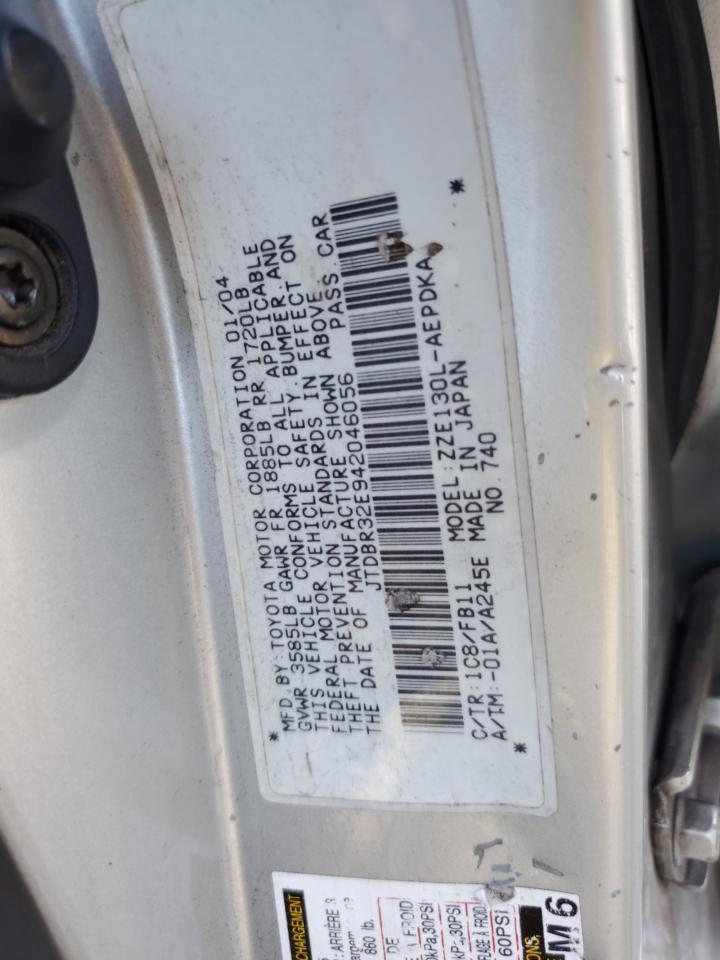 2004 Toyota Corolla Ce VIN: JTDBR32E942046056 Lot: 85259445