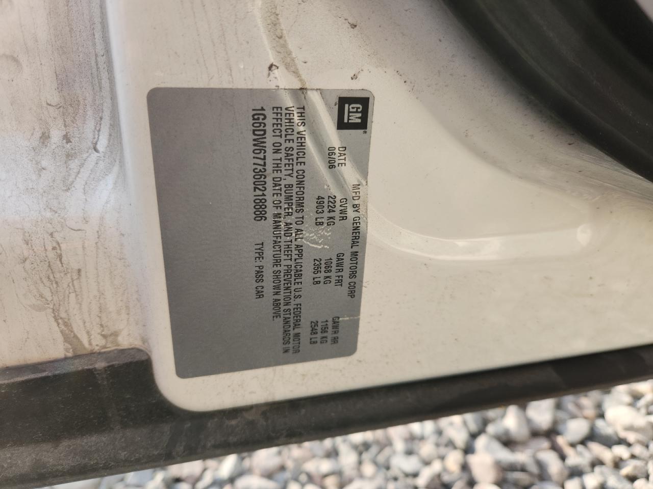 2006 Cadillac Sts VIN: 1G6DW677360218886 Lot: 84905405