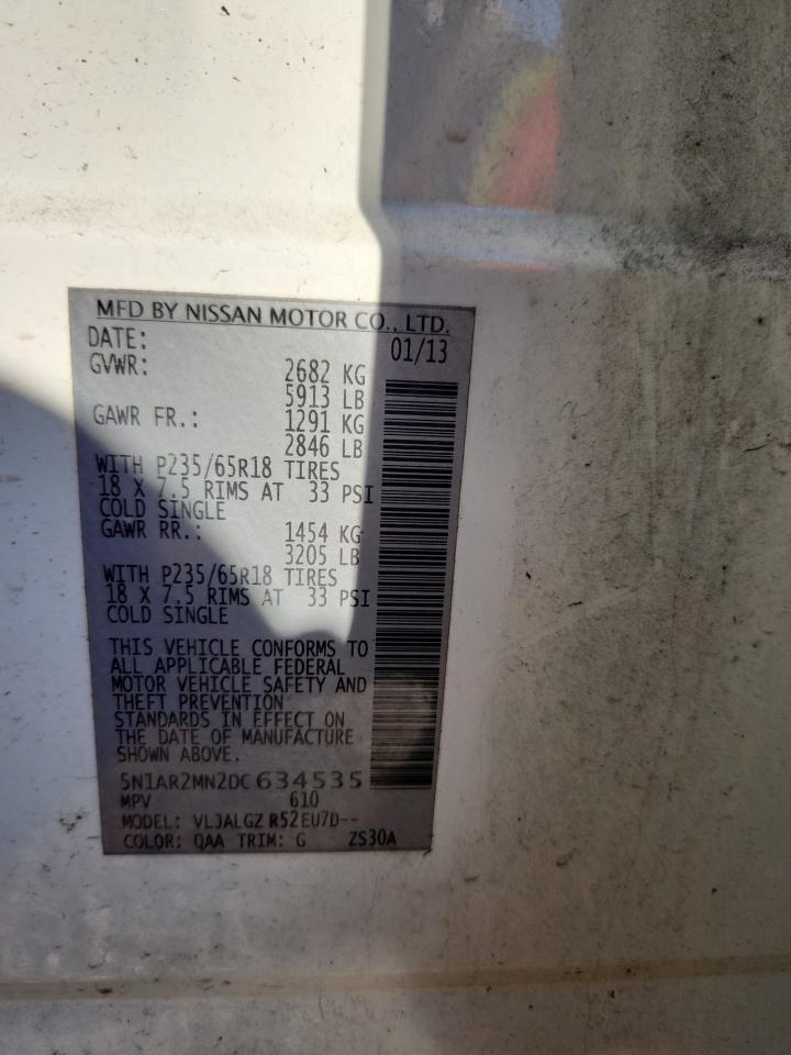 2013 Nissan Pathfinder S VIN: 5N1AR2MN2DC634535 Lot: 90806415